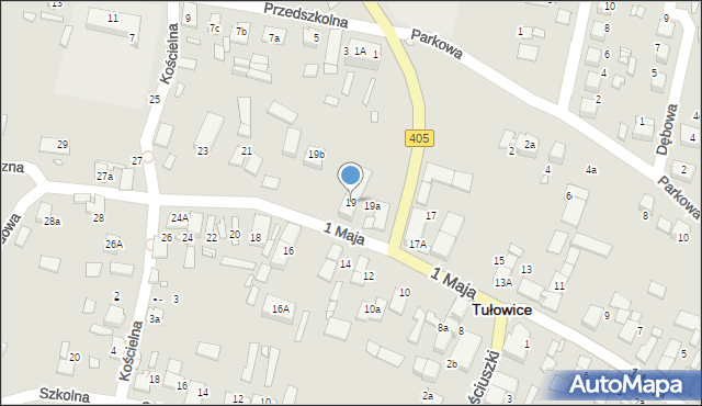 Tułowice, 1 Maja, 19, mapa Tułowice