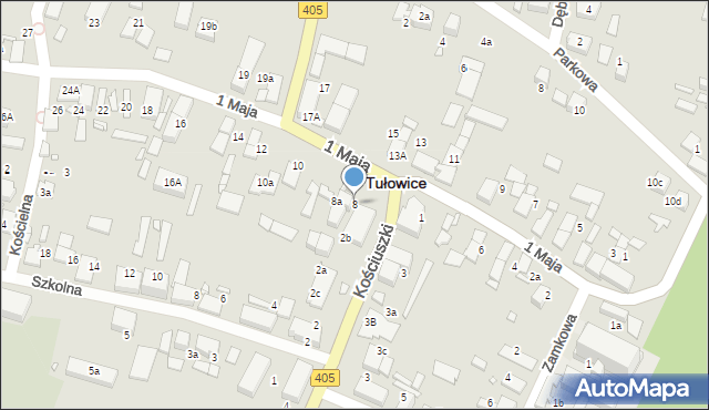 Tułowice, 1 Maja, 8, mapa Tułowice