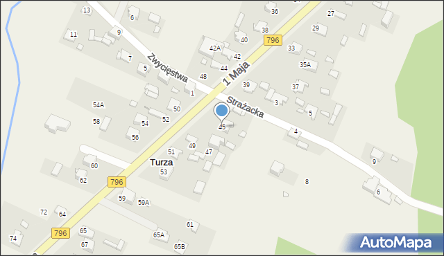 Turza, 1 Maja, 45, mapa Turza