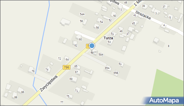 Turza, 1 Maja, 59, mapa Turza