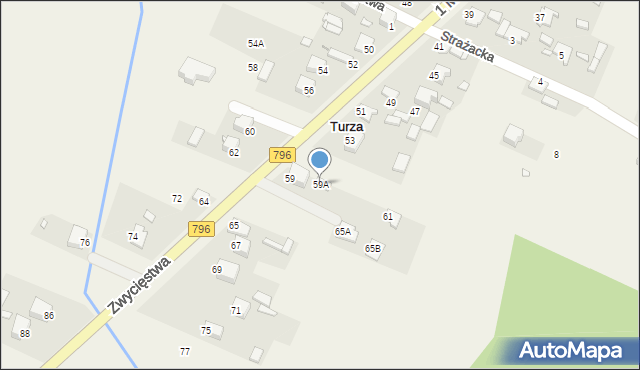 Turza, 1 Maja, 59A, mapa Turza