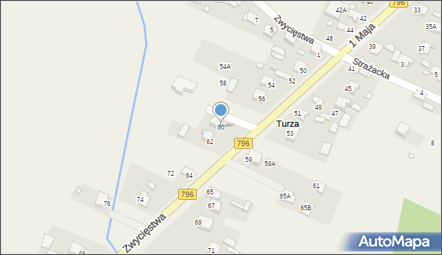 Turza, 1 Maja, 60, mapa Turza