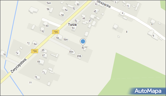 Turza, 1 Maja, 61, mapa Turza