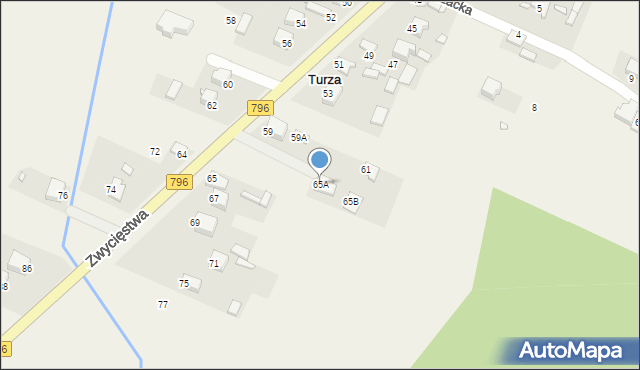 Turza, 1 Maja, 65A, mapa Turza