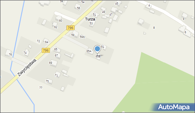 Turza, 1 Maja, 65B, mapa Turza