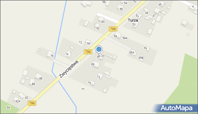 Turza, 1 Maja, 67, mapa Turza