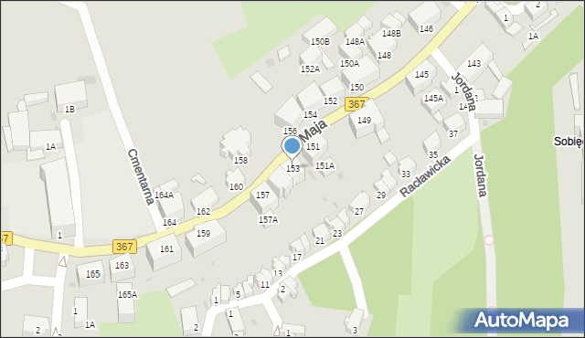 Wałbrzych, 1 Maja, 153, mapa Wałbrzycha