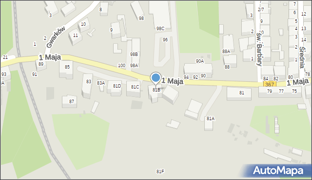 Wałbrzych, 1 Maja, 81B, mapa Wałbrzycha