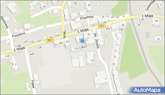 Wałbrzych, 1 Maja, 99A, mapa Wałbrzycha
