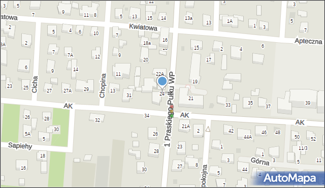 Warszawa, 1 Praskiego Pułku Wojska Polskiego, 24, mapa Warszawy