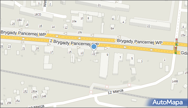 Wejherowo, 1 Brygady Pancernej Wojska Polskiego, 11, mapa Wejherowo