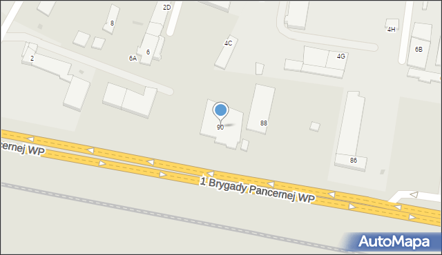 Wejherowo, 1 Brygady Pancernej Wojska Polskiego, 90, mapa Wejherowo