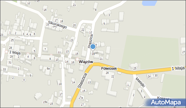 Wiązów, 1 Maja, 19, mapa Wiązów