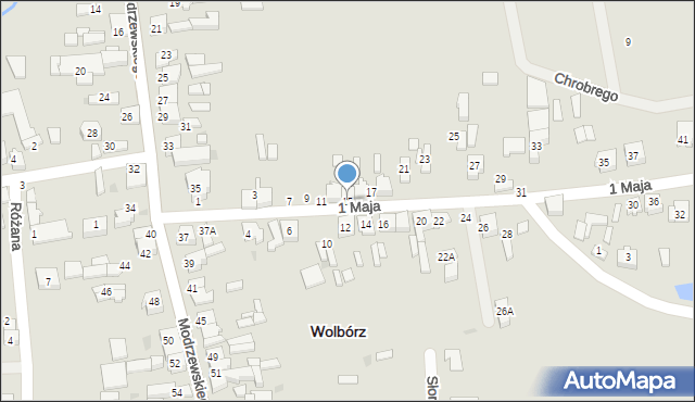 Wolbórz, 1 Maja, 15, mapa Wolbórz