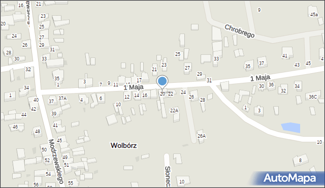 Wolbórz, 1 Maja, 20, mapa Wolbórz