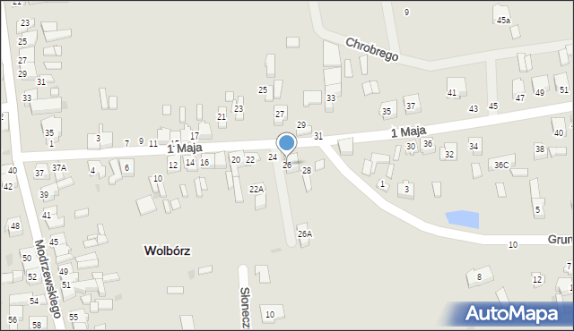 Wolbórz, 1 Maja, 26, mapa Wolbórz