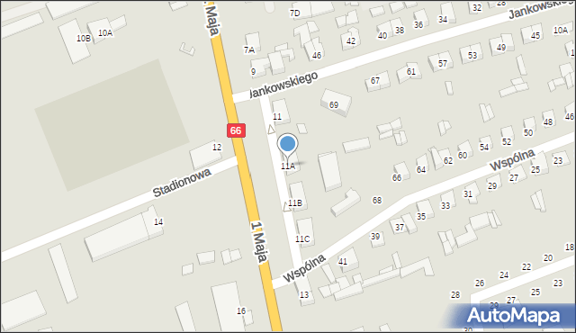 Wysokie Mazowieckie, 1 Maja, 11A, mapa Wysokie Mazowieckie