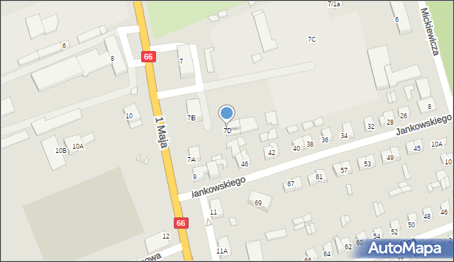 Wysokie Mazowieckie, 1 Maja, 7D, mapa Wysokie Mazowieckie