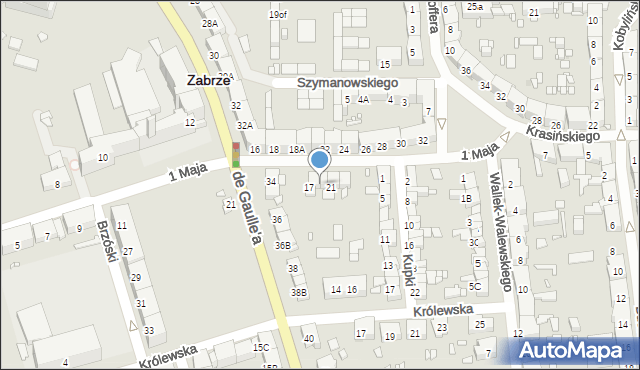 Zabrze, 1 Maja, 19, mapa Zabrza