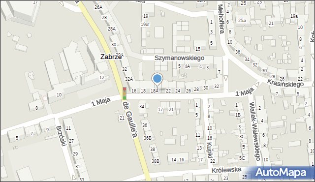 Zabrze, 1 Maja, 20, mapa Zabrza