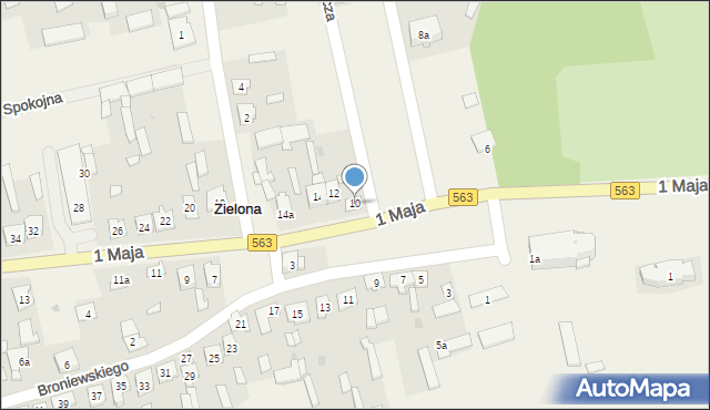 Zielona, 1 Maja, 10, mapa Zielona