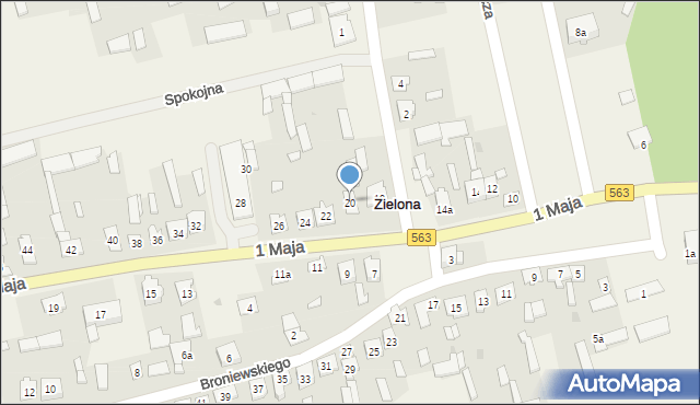 Zielona, 1 Maja, 20, mapa Zielona