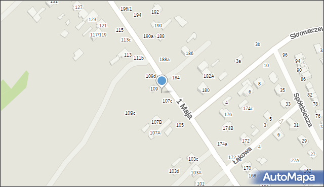 Żyrardów, 1 Maja, 109a, mapa Żyrardów