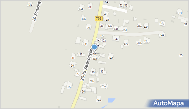 Olkusz, 20 Straconych, 36, mapa Olkusz