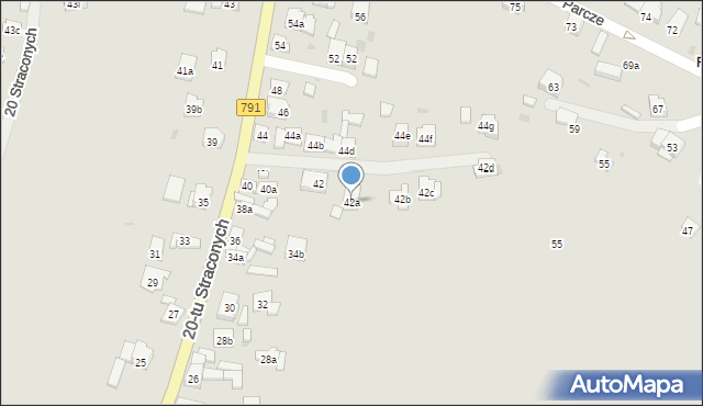 Olkusz, 20-tu Straconych, 42A, mapa Olkusz