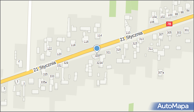 Przeczyce, 21 Stycznia, 323, mapa Przeczyce