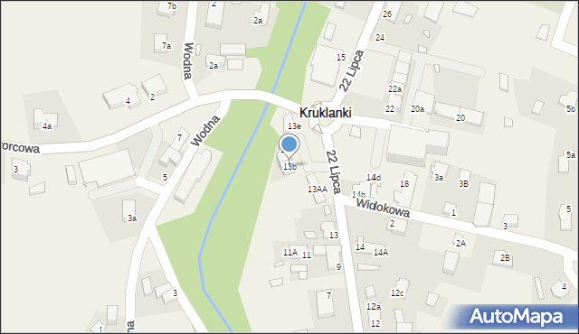 Kruklanki, 22 Lipca, 13b, mapa Kruklanki