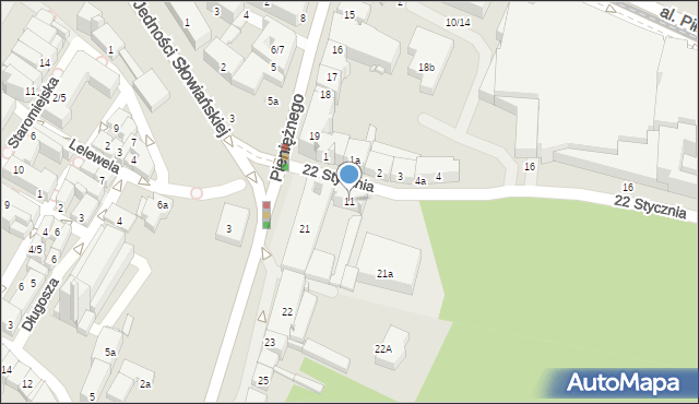 Olsztyn, 22 Stycznia, 11, mapa Olsztyna