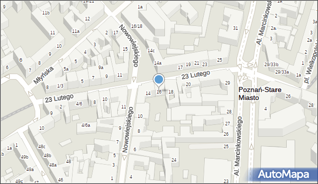 Poznań, 23 Lutego, 16, mapa Poznania