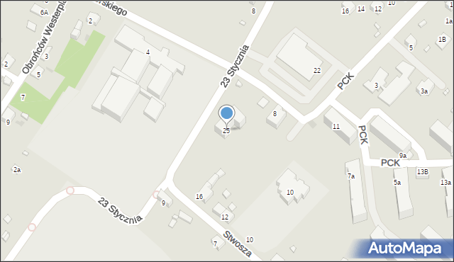 Sławków, 23 Stycznia, 25, mapa Sławków