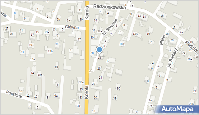 Tarnowskie Góry, 23 Stycznia, 15, mapa Tarnowskie Góry