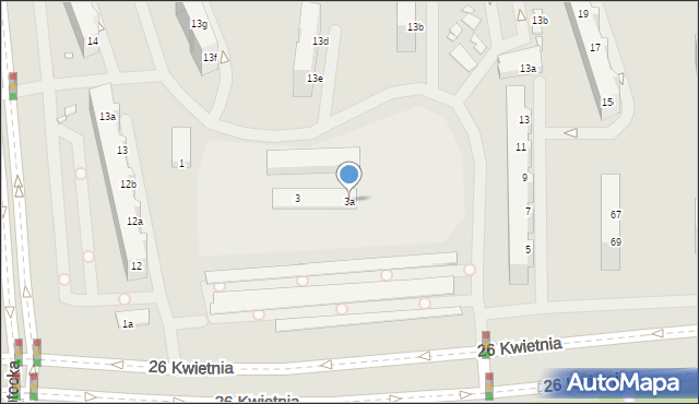 Szczecin, 26 Kwietnia, 3a, mapa Szczecina