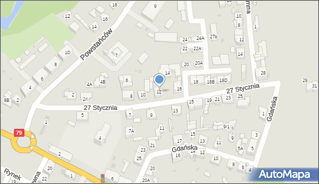 Sosnowiec, 27 Stycznia, 12, mapa Sosnowca