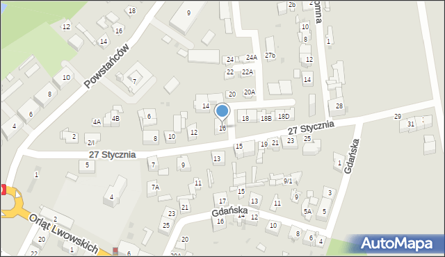 Sosnowiec, 27 Stycznia, 16, mapa Sosnowca