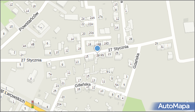 Sosnowiec, 27 Stycznia, 19, mapa Sosnowca