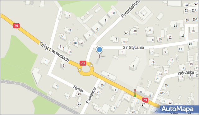 Sosnowiec, 27 Stycznia, 1b, mapa Sosnowca