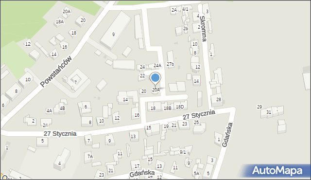 Sosnowiec, 27 Stycznia, 20A, mapa Sosnowca