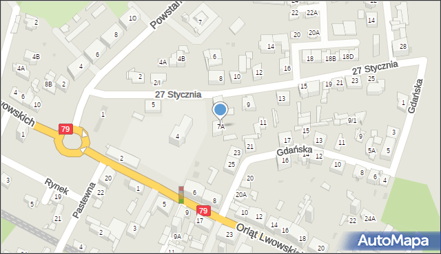 Sosnowiec, 27 Stycznia, 7A, mapa Sosnowca