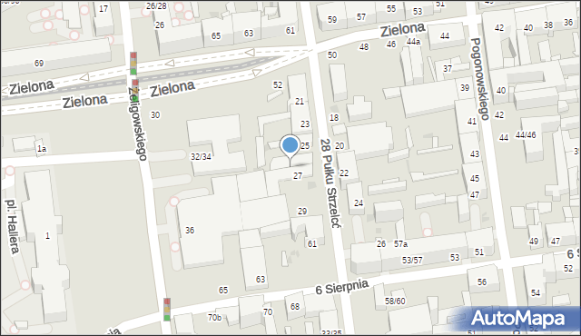 Łódź, 28 Pułku Strzelców Kaniowskich, 25m, mapa Łodzi