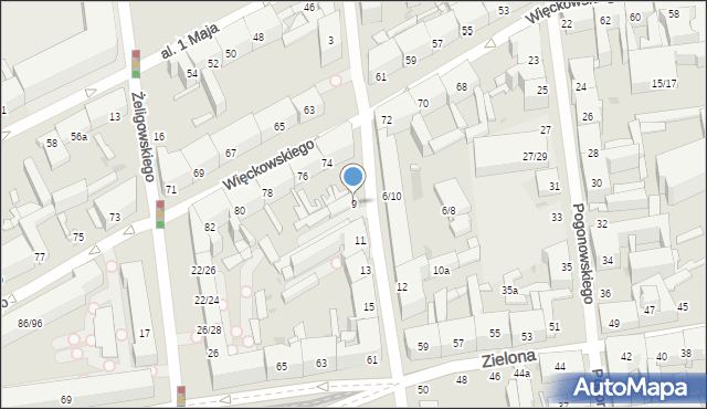 Łódź, 28 Pułku Strzelców Kaniowskich, 9, mapa Łodzi