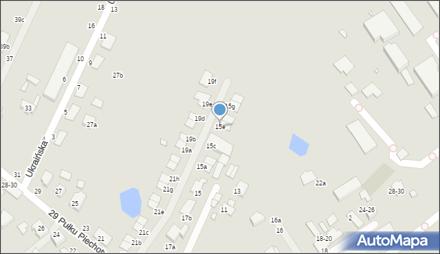 Kalisz, 29 Pułku Piechoty, 15e, mapa Kalisza