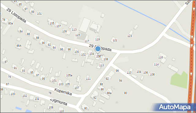 Tomaszów Lubelski, 29 Listopada, 106, mapa Tomaszów Lubelski