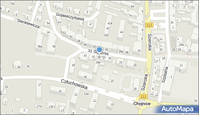 Chojnice, 31 Stycznia, 39, mapa Chojnic