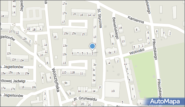 Wschowa, 31 Stycznia, 1, mapa Wschowa