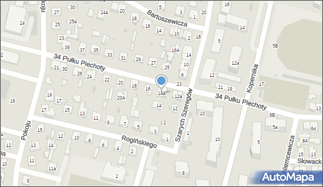 Biała Podlaska, 34 Pułku Piechoty, 14a, mapa Białej Podlaskiej