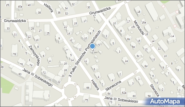 Bielsko-Biała, 3 Pułku Strzelców Podhalańskich, 9, mapa Bielsko-Białej